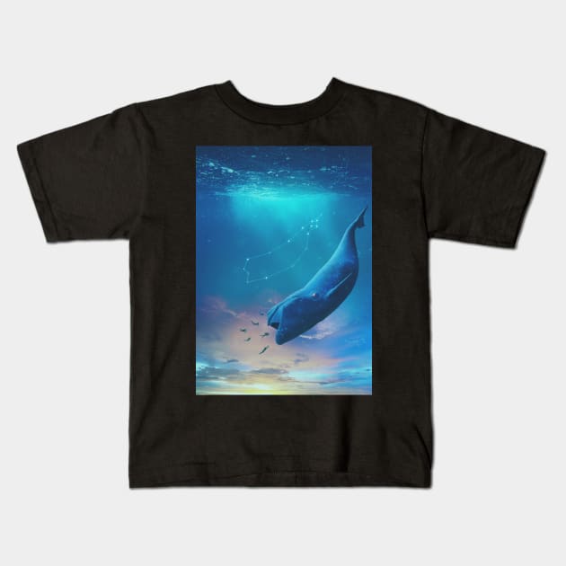 Blue Whale Kids T-Shirt by AhmedEmad